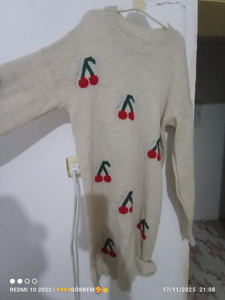 Nakışlı Beyaz Kadın Triko Kazak - Görsel 2