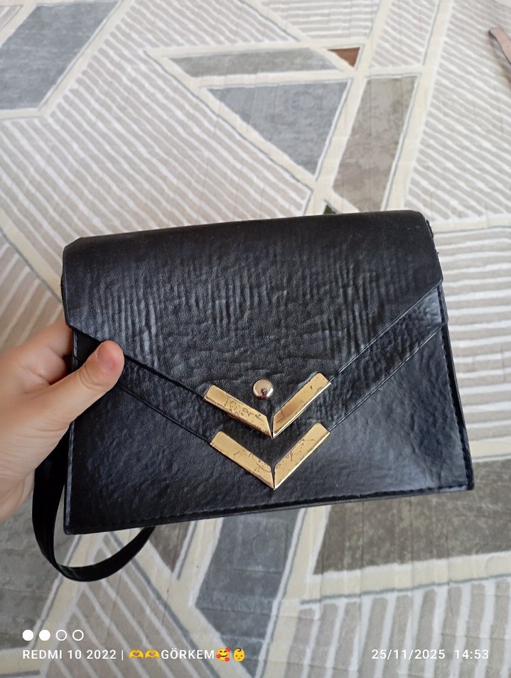 Klasik Siyah Deri Kadın Çanta - Görsel 5