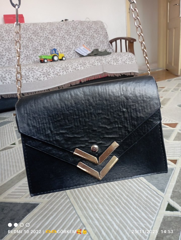 Klasik Siyah Deri Kadın Çanta - Görsel 4