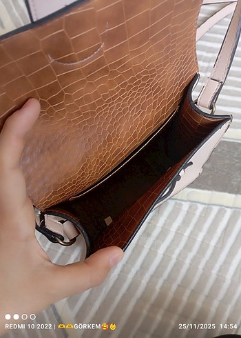 Bej Deri Tokalı Kadın Çantası - Görsel 5