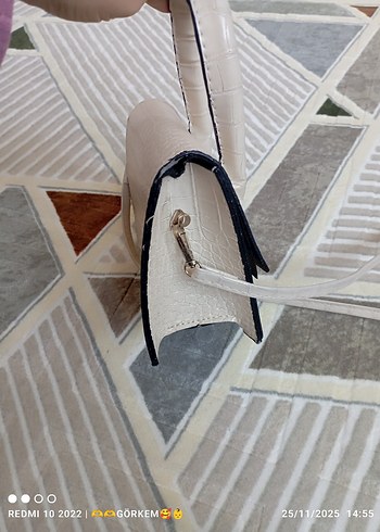 Beyaz Deri Yılan Desenli Kadın Çanta - Görsel 5