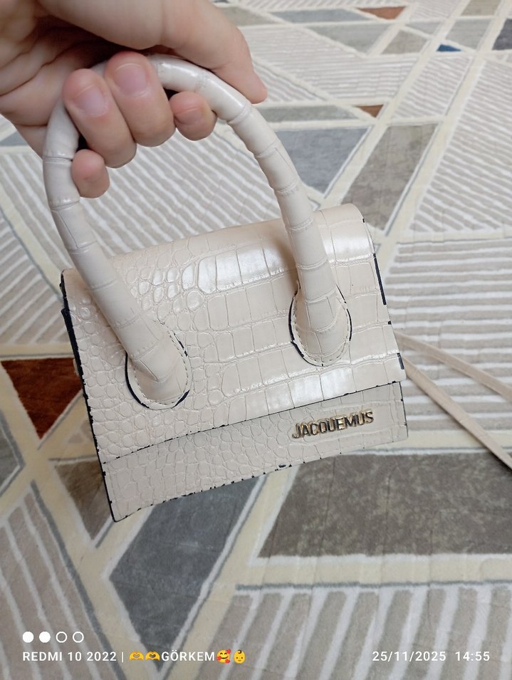 Beyaz Deri Yılan Desenli Kadın Çanta - Görsel 2