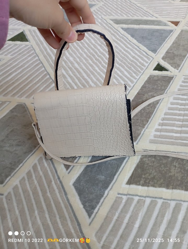 Beyaz Deri Yılan Desenli Kadın Çanta - Görsel 4