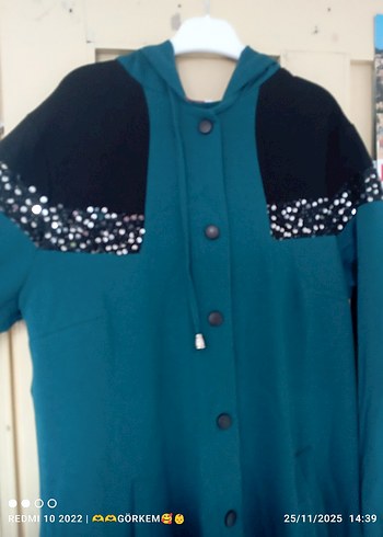 Düğmeli Uzun Mavi Kadın Kaban - Görsel 6