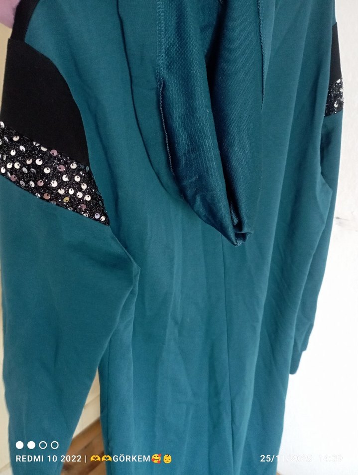 Düğmeli Uzun Mavi Kadın Kaban - Görsel 4