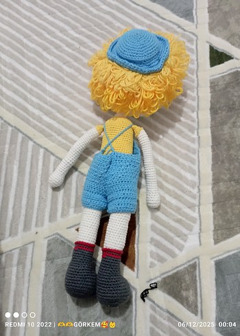 Sarı saçlı renkli örgü oyuncak bebek - Görsel 6