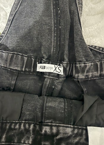 Gri Kısa Denim Tulum - Görsel 2