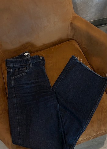 Mango Wide Leg Koyu Lacivert Rahat Kesim Denim Jean