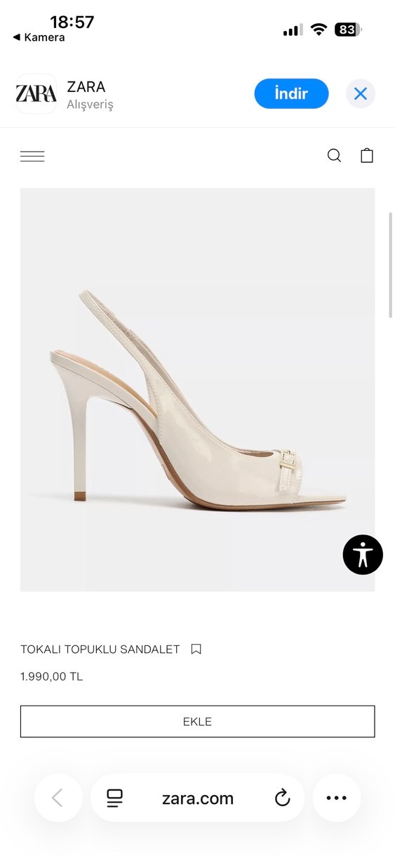 Zara  Tokalı Stiletto Topuklu Sandalet - Görsel 3