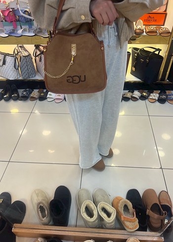 Kahverengi Süet Kadın Omuz Çantası - Görsel 5