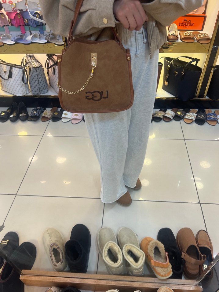 Kahverengi Süet Kadın Omuz Çantası - Görsel 5