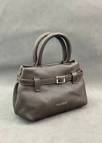 Kadın Siyah Deri Tokalı El Çantası - Görsel 2