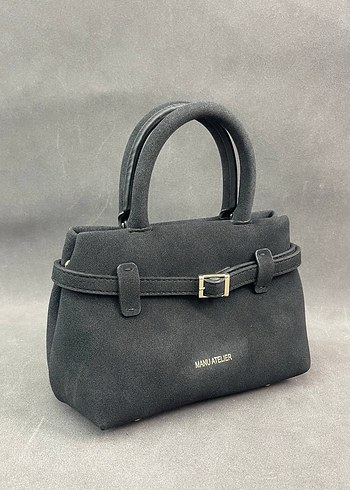 Kadın Siyah Deri Tokalı El Çantası - Görsel 5