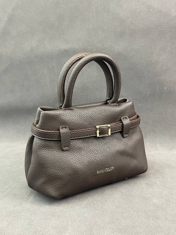 Kadın Siyah Deri Tokalı El Çantası - Görsel 2