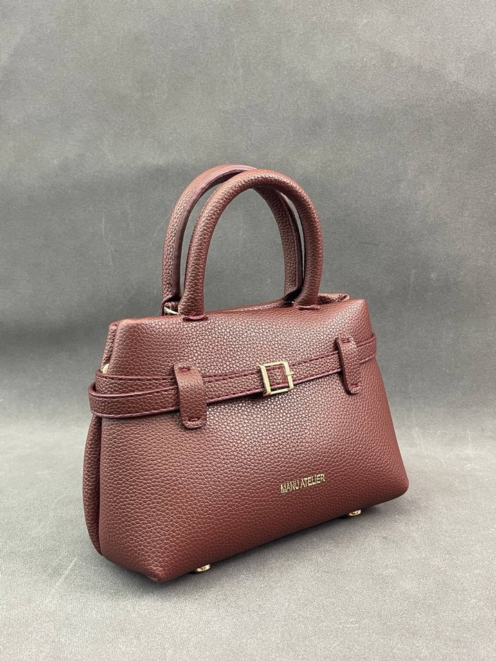 Kadın Siyah Deri Tokalı El Çantası - Görsel 3