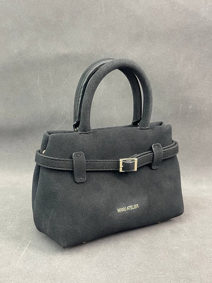 Kadın Siyah Deri Tokalı El Çantası - Görsel 5