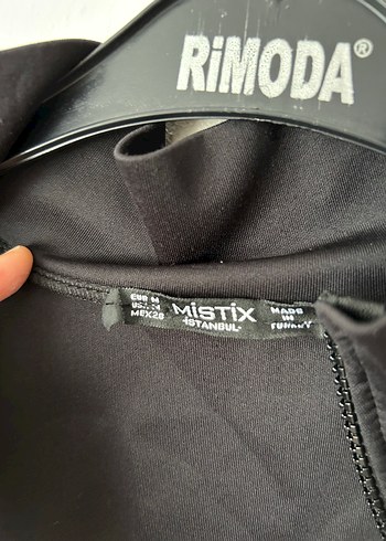 m Beden Kadın Siyah Mini Fermuarlı Yüksek Yakalı Ceket