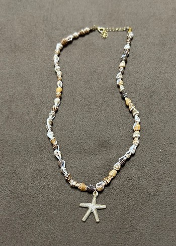 Bej Gri Boncuklu Bohem Midi Kolye - Görsel 3