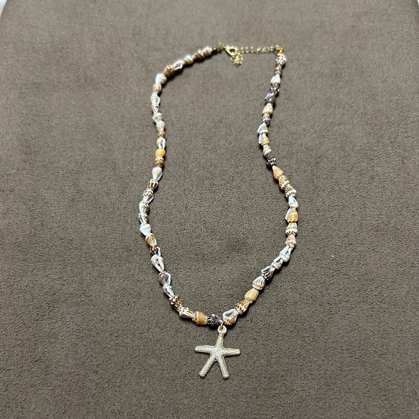 Bej Gri Boncuklu Bohem Midi Kolye - Görsel 3