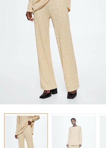 Bej Midi Keten Pilili Kadın Pantolon - Görsel 2