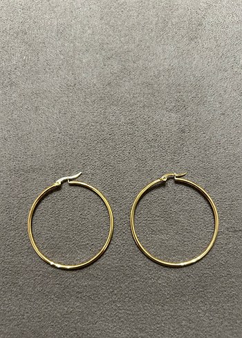 Altın Renkli Midi Halka Küpe - Görsel 2