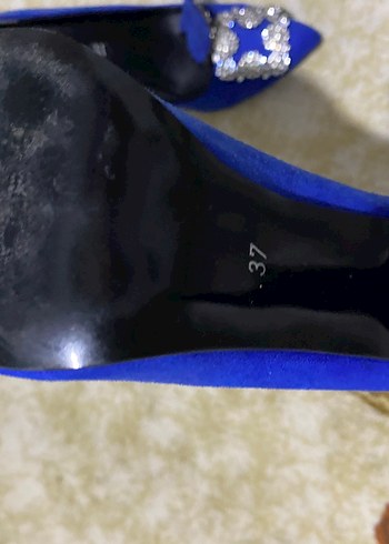 37 Beden mavi Renk Mavi Süet Tokalı Stiletto Kadın Abiye Ayakkabı