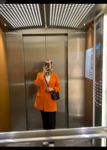 m Beden Turuncu Salaş Kesim Kadın Blazer Ceket