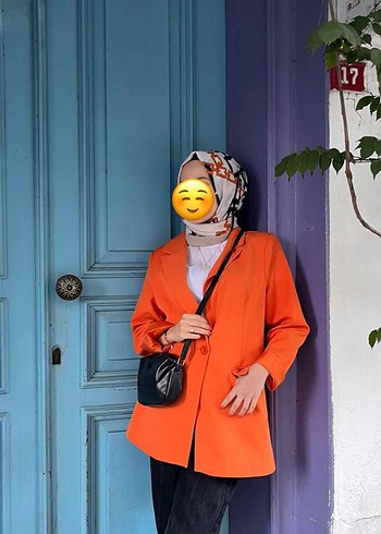 Turuncu Salaş Kesim Kadın Blazer Ceket