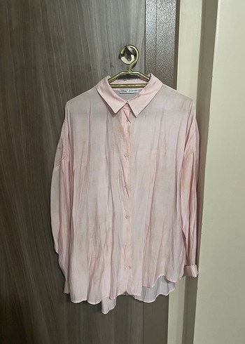 Pembe Keten Midi Gömlek - Görsel 4