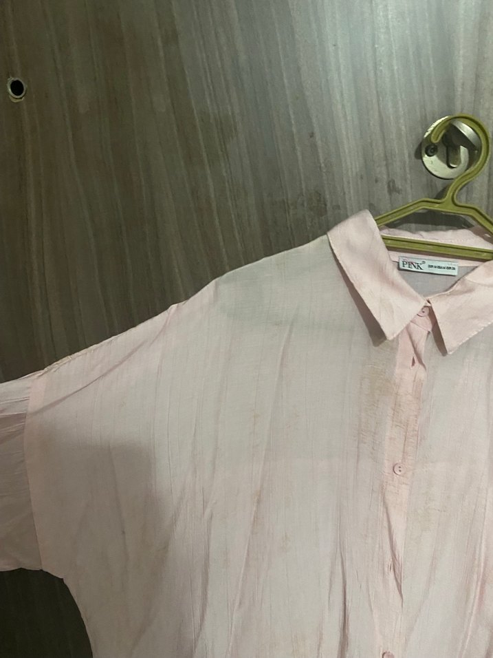 Pembe Keten Midi Gömlek - Görsel 2