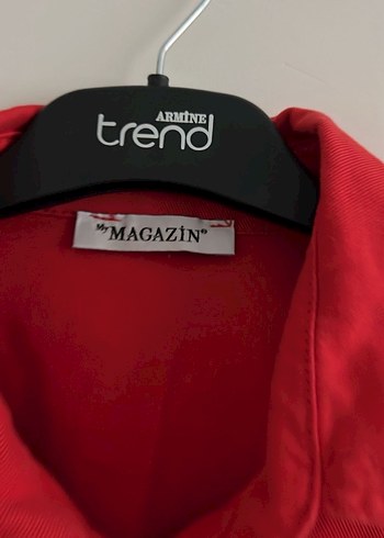 Nakışlı Kırmızı Mini Kot Ceket - Görsel 3