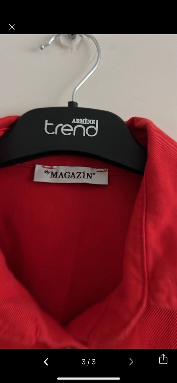 Nakışlı Kırmızı Mini Kot Ceket - Görsel 2