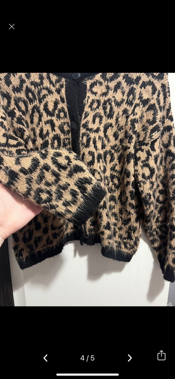 Leopar Desenli Örme Kadın Hırka - Görsel 3