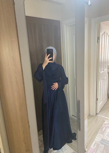 Mavi Uzun Kollu Drapeli Kadın Elbise - Görsel 8