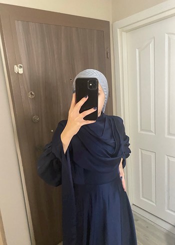 Mavi Uzun Kollu Drapeli Kadın Elbise - Görsel 9