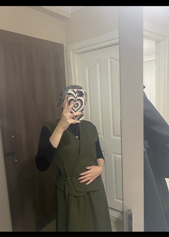 Haki yelek etek takım - Görsel 2