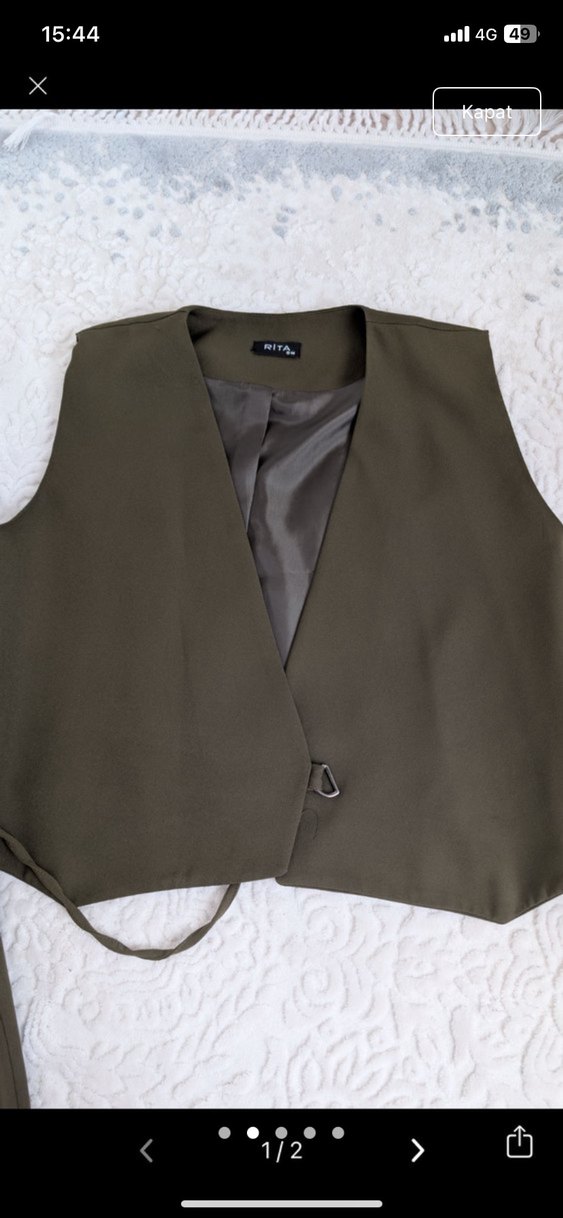 Haki yelek etek takım - Görsel 4