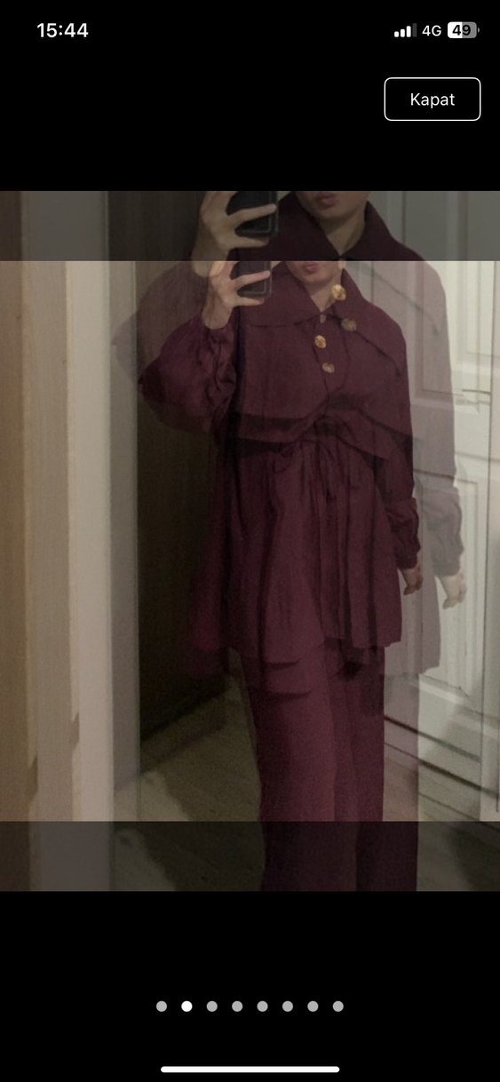 Bordo Düğmeli Rahat Kesim Kadın Takım - Görsel 4