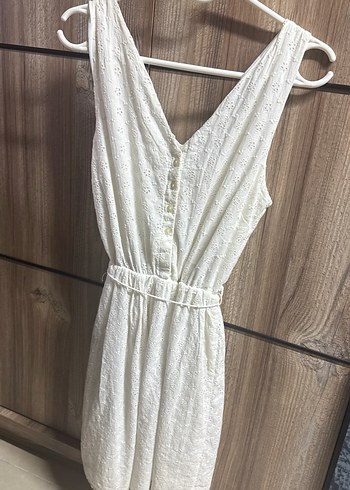 Dantel Detaylı V Yaka Kolsuz Midi Elbise - Görsel 2