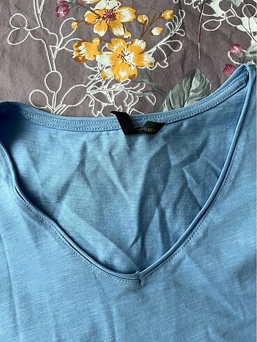 DeFacto mavi v yaka tişört - Görsel 4