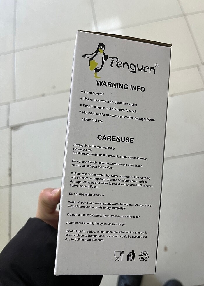 PENGUEN GRİ RENK TERMOS 400ml - Görsel 2