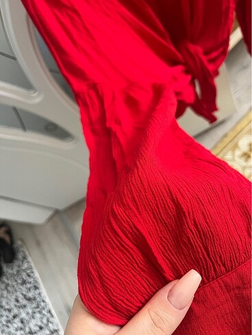 Viar önden bağlamalı kırmızı gömlek - Görsel 5