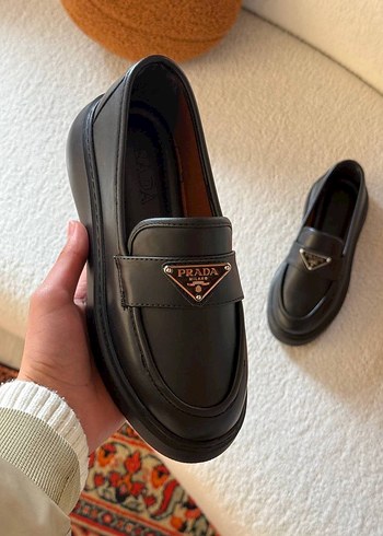 Prada Siyah Deri Platform Topuklu Loafer - Görsel 3