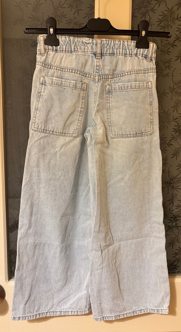 Zara kız çocuk Bol Kesim Midi Kot Pantolon - Görsel 3