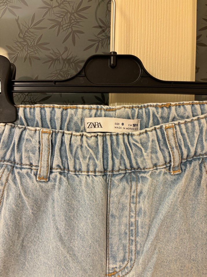 Zara kız çocuk Bol Kesim Midi Kot Pantolon - Görsel 2