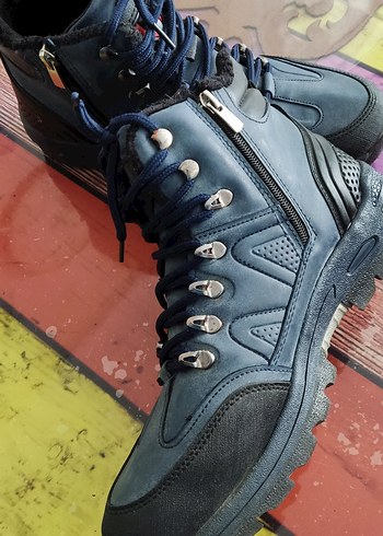 Lacivert Erkek Outdoor Botları Velcro Detaylı - Görsel 12