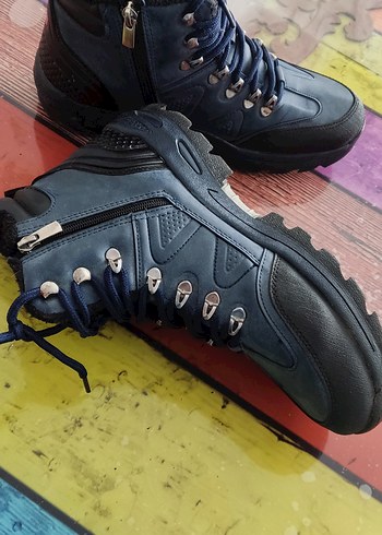 Lacivert Erkek Outdoor Botları Velcro Detaylı - Görsel 8