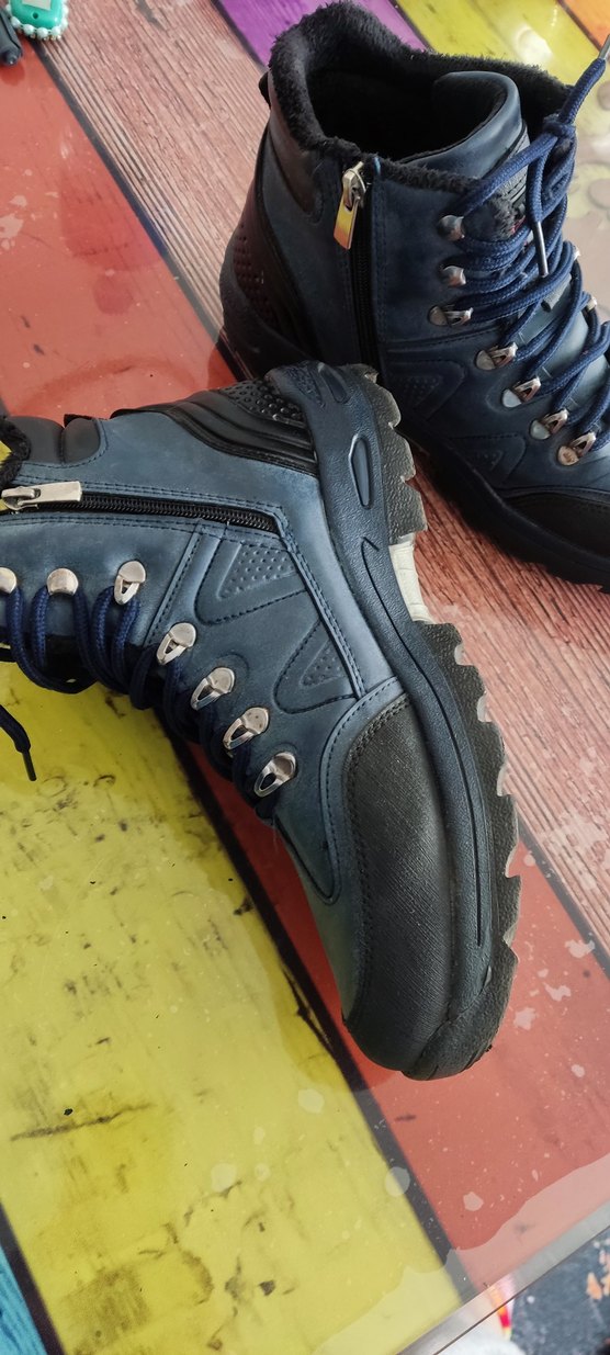 Lacivert Erkek Outdoor Botları Velcro Detaylı - Görsel 4