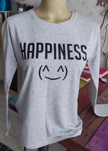 Gri Hamile Tişörtü Uzun Kollu Baskılı - Görsel 2