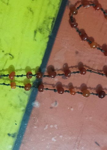 Uzun Renkli Boncuklu Bohem Kolye akik - Görsel 3